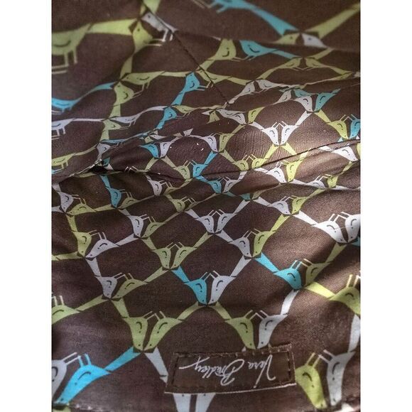 Vera Bradley Ruffled Tote Bag and wallet With Bird Print Brown/Green/Yellow 14" - Picture 5 of 10
